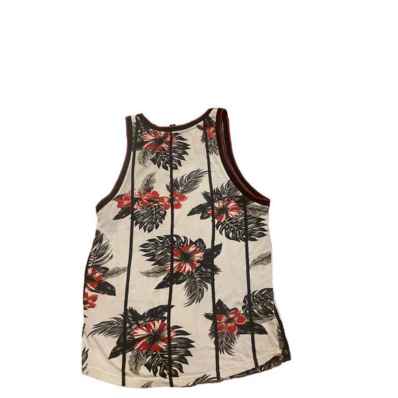 MENS DISTORTION HAWAIIAN FLORAL TEAL BLUE RED TANK TOP T-SHIRT SIZE M - Picture 2 of 8